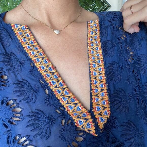 JOHNNY WAS Jade Sapphire Blue Embroidered Silk Blend Dress NWOT - Picture 5 of 8